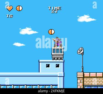 Kiev, Ukraine - December 06, 2021: Art of Darkwing Duck classic video game, pixel design vector illustration. Darkwing Duck is platform game based on Stock Vector