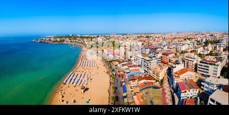 Didim city beach aerial panoramic view. Didim is a town in Aydin Province in Turkey. Stock Photo