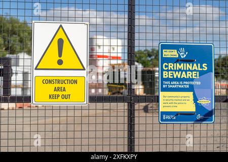 Smartwater warning signs to criminals in central London, UK Stock Photo ...