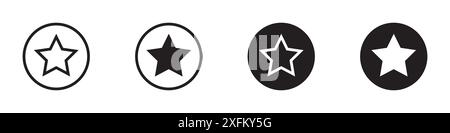 Star icon set. Flat vector illustration. Stock Vector
