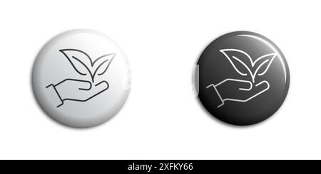 Hand holding plant. Leaf on a hand. Natural ingredients symbol. Flat vector illustration Stock Vector