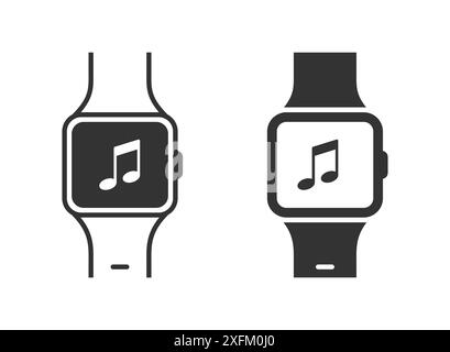 Smart watch with musical note. Flat vector illustration Stock Vector