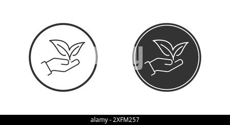 Hand holding plant. Leaf on a hand. Natural ingredients symbol. Flat vector illustration Stock Vector