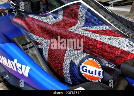 Silverstone, UK. 04th July, 2024. Williams Racing FW46 - Union Jack flag livery. 04.07.2024. Formula 1 World Championship, Rd 12, British Grand Prix, Silverstone, England, Preparation Day. Photo credit should read: XPB/Alamy Live News. Stock Photo
