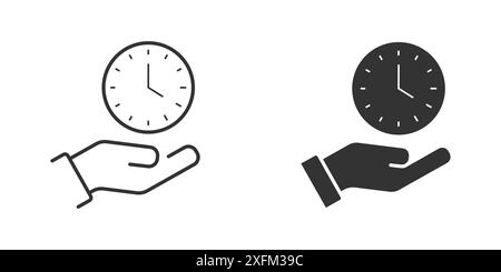 Hand holding clock. Keep time icon. Flat vector illustration Stock Vector