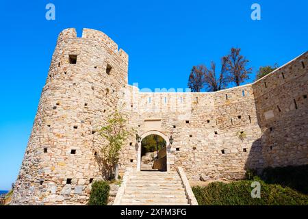 Kusadasi Castle at the Pigeon Island in Kusadasi. Kusadasi city is located in Aydin Province in Turkey. Stock Photo