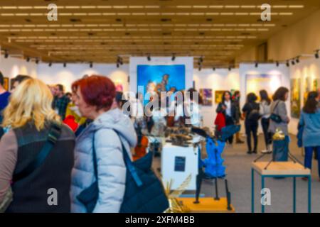 Blurred view from painting exhibition Stock Photo