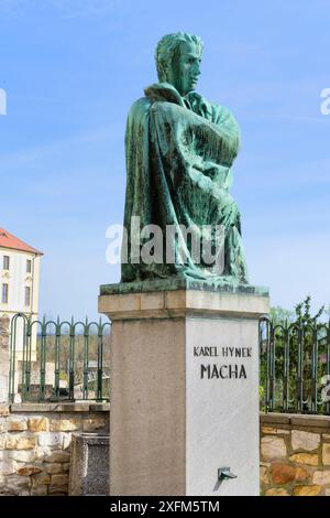 19th century romantic poet Karel Hynek Macha Statue, Litomerice, Bohemia, Czech Republic Stock Photo