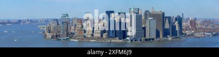 Banner view of the Manhattan Island and Skyline photographed from the air. New York USA 20th April 2007 Stock Photo