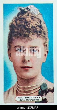 Ardath Tobacco Cigarette Card. 1935. Portrait of Queen Mary of the United Kingdom (before her marriage). H.M. Queen Mary (1867-1953), born at Kensington Palace, May 26th, 1867, is the only daughter of H.H. The Duke of Tech, G.C.B., and his wife, H.R.H. Princess Mary, younger daughter of H.R.H. the 1st Duke of Cambridge, son of George III. Stock Photo