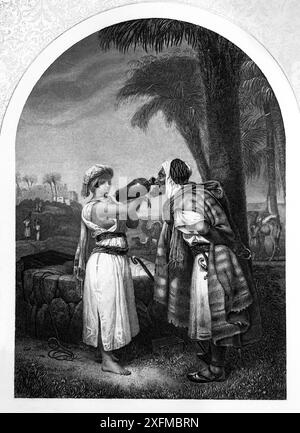 Illustration of Rebekah Offering Abraham's Servant Eliezer Water from ...