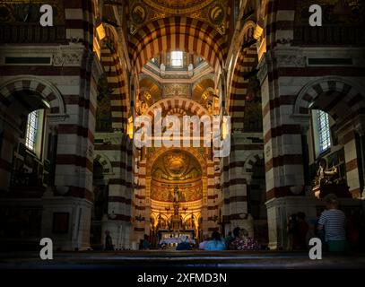 Interior the Cathédrale de la Major or Cathédrale Sainte-Marie-Majeure de Marseille, a Roman Catholic cathedral and a national monument of France, kno Stock Photo