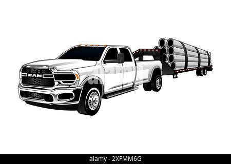 Double Cabin with Trailer Logo Vector Stock Vector