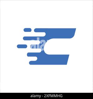C initial logo technology in blue color template Stock Vector