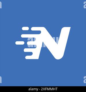 N Letter Pixel Motion Logo Design Template Stock Vector