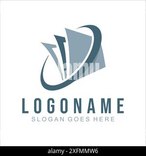 Layered Paper Sheet for Office Printing Document logo design Stock Vector