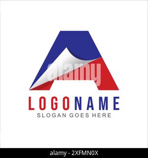 letter A paper logo design Stock Vector