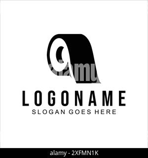minimalist Thermal labels Paper Roll Logo design Stock Vector
