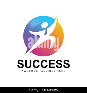 Success people logo template design. Leadership logo concept Stock Vector