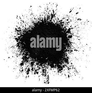 Black toner for a laser printer on a white background. Isolate powder toner. Big black grunge splash. coal Stock Photo