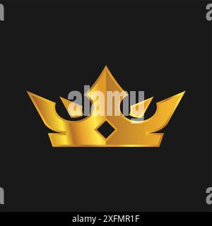 A Vector Illustration of Golden Crown Logo Sign Stock Vector