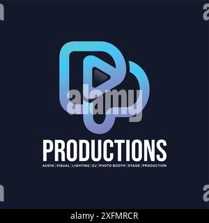 Letter P or PP logo icon design template elements, Play Button Logo Stock Vector