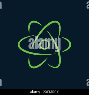 scientific atom symbol, logo, simple icon. Colorful logo concept with soft shadow on dark background Stock Vector