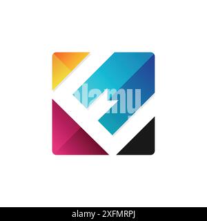 Letter EM logo with colorful geometric shape, letter combination logo design for creative industry, web, business and company Stock Vector