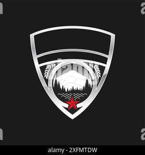 Police Badge logo isolated on black background Stock Vector