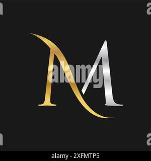 Metal M Letter Logo, alphabet logo design Stock Vector