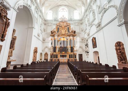 Wurzburg, Germany - July 11, 2021: Wurzburg Cathedral or Wurzburger Dom interior. It is a roman catholic cathedral in Wurzburg old town in Bavaria, Ge Stock Photo