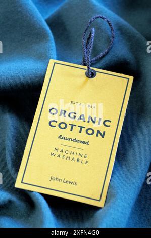 Organic Cotton Label on John Lewis T shirt, London, UK Stock Photo