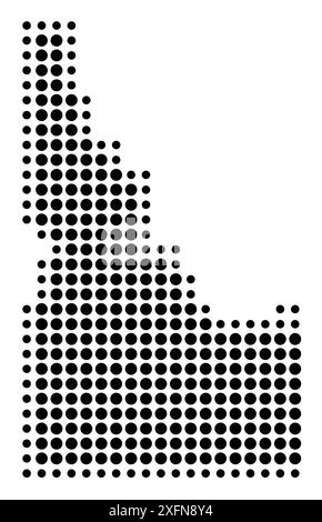 Symbol Map of the State Idaho (United States of America) showing the state with a pattern of black circles Stock Vector