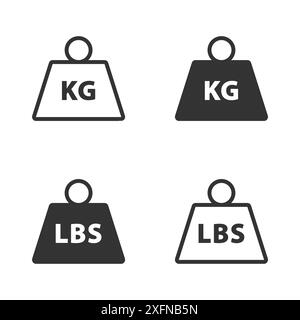 Set of Simple kg and lbs weight icon. Unit of imperial pound mass ...