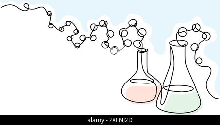 Chemistry retorts equipment with molecules concept. Stock Vector
