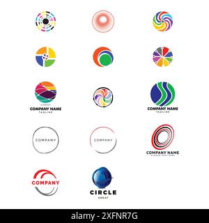 Set of Abstract Circle Icon Logo Design Template Stock Vector