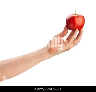 apple in hand path isolated on white Stock Photo