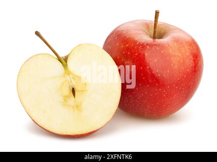 sliced apples path isolated on white Stock Photo
