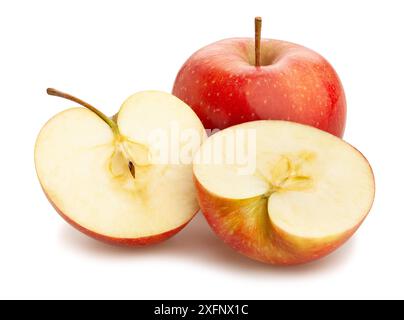 sliced apples path isolated on white Stock Photo