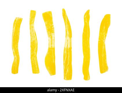 dried cantaloupe sticks path isolated on white Stock Photo