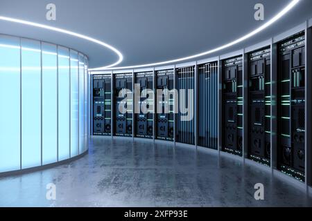 Concept interior of a data center or server Stock Photo