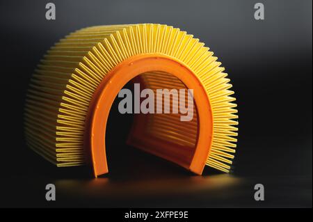 Filter element insert. Car engine air filter Stock Photo