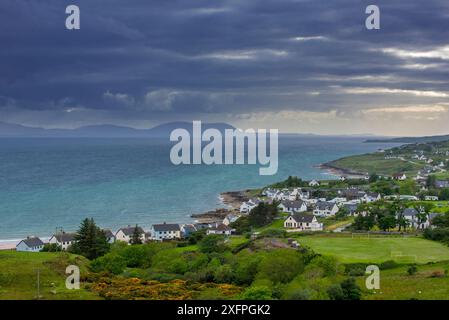 View over the village Gairloch on the shores of Loch Gairloch, Wester Ross, North-West Scottish Highlands, Scotland, UK, May 2017 Stock Photo