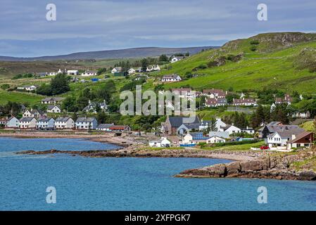 View over the village Gairloch on the shores of Loch Gairloch, Wester Ross, North-West Scottish Highlands, Scotland, UK, May 2017 Stock Photo