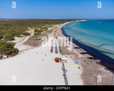 Sa Rapita beach aerial view, Campos, Majorca, Balearic Islands, Spain Stock Photo