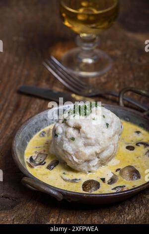 Bread dumplings in mushroom sauce Stock Photo