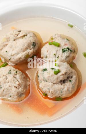 Bavarian dumpling soup in a plate Stock Photo