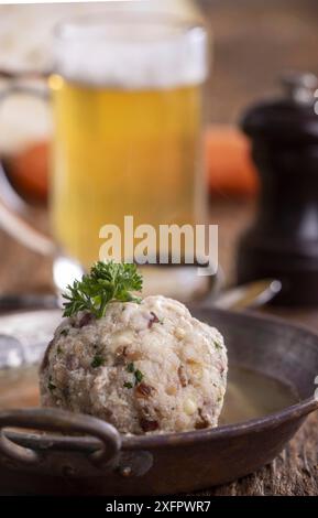 Austrian soup in a copper pot Stock Photo