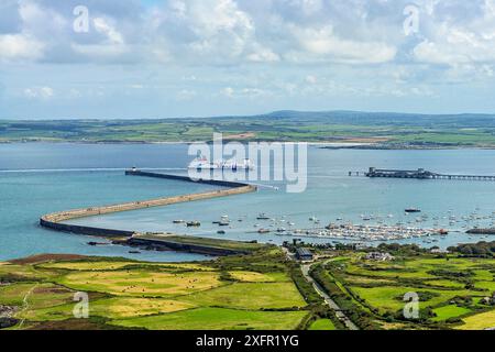 Stena Line ferry from Dublin, Ireland arriving at Holyhead Harbour, Anglesey, North Wales, UK, September 2017. Stock Photo