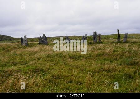 Callanish III Standing Stones on the west coast of Lewis in the Outer Hebrides, Scotland, UK. Stock Photo